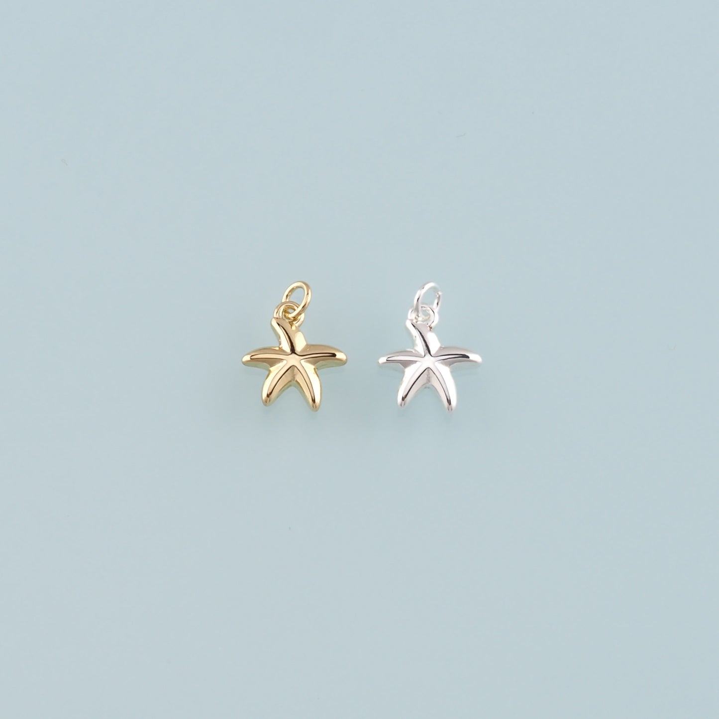 Gold Starfish Charms,18K Gold Filled Sea Star Pendant,Starfish Charm Bracelet Necklace for DIY Jewelry Making Supply