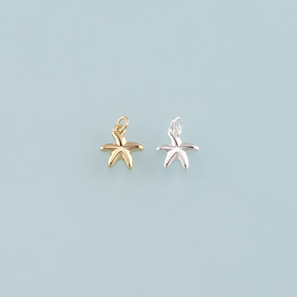 Gold Starfish Charms,18K Gold Filled Sea Star Pendant,Starfish Charm Bracelet Necklace for DIY Jewelry Making Supply
