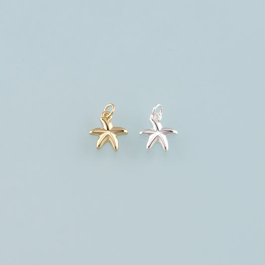 Gold Starfish Charms,18K Gold Filled Sea Star Pendant,Starfish Charm Bracelet Necklace for DIY Jewelry Making Supply