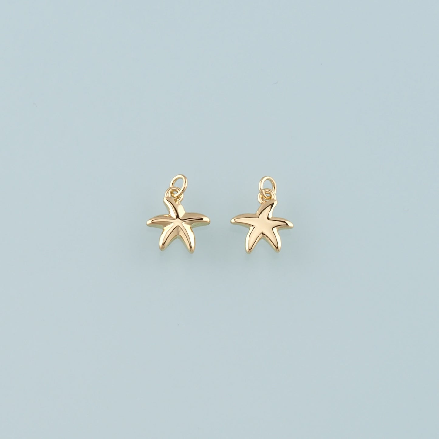 Gold Starfish Charms,18K Gold Filled Sea Star Pendant,Starfish Charm Bracelet Necklace for DIY Jewelry Making Supply