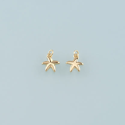 Gold Starfish Charms,18K Gold Filled Sea Star Pendant,Starfish Charm Bracelet Necklace for DIY Jewelry Making Supply