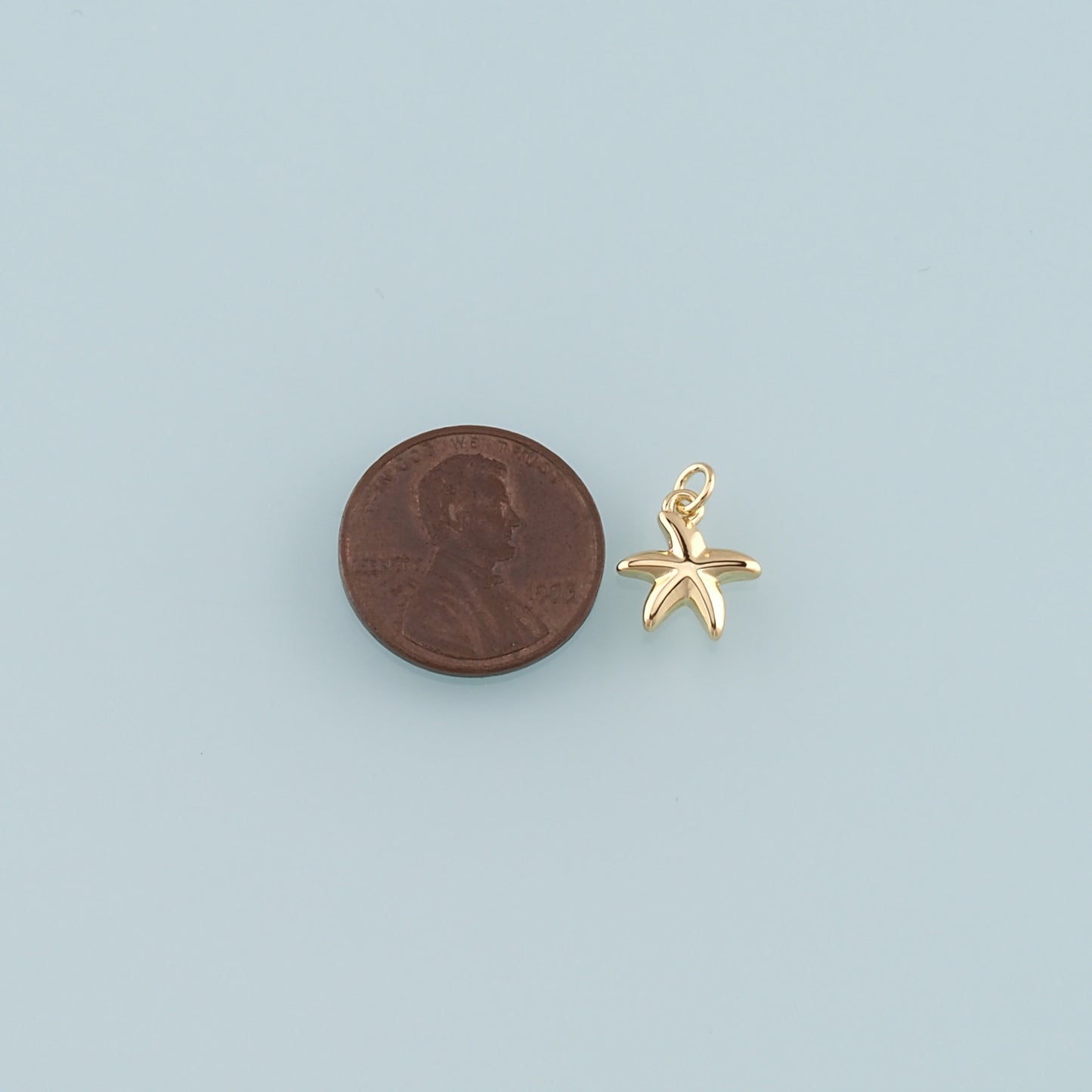 Gold Starfish Charms,18K Gold Filled Sea Star Pendant,Starfish Charm Bracelet Necklace for DIY Jewelry Making Supply