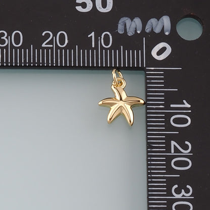 Gold Starfish Charms,18K Gold Filled Sea Star Pendant,Starfish Charm Bracelet Necklace for DIY Jewelry Making Supply