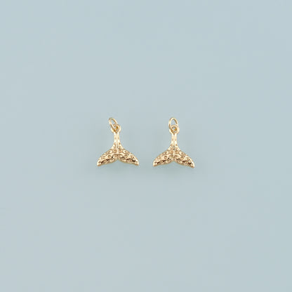 18K Gold Filled Mermaid Tail Pendant,Dainty Tail Charm Bracelet Necklace for DIY Jewelry Making Supply