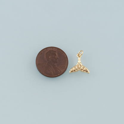 18K Gold Filled Mermaid Tail Pendant,Dainty Tail Charm Bracelet Necklace for DIY Jewelry Making Supply