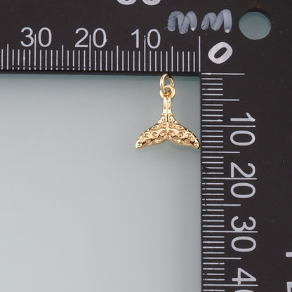 18K Gold Filled Mermaid Tail Pendant,Dainty Tail Charm Bracelet Necklace for DIY Jewelry Making Supply