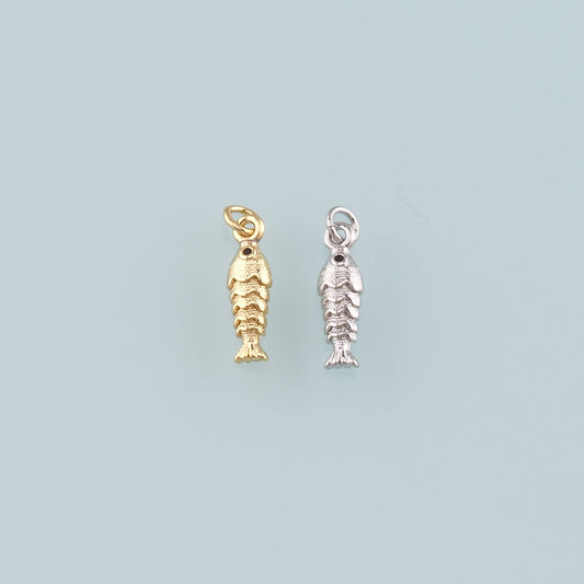 Gold Fish Charms,18K Gold Filled Fish Pendant,Ocean Charm Bracelet Necklace for DIY Jewelry Making Supply