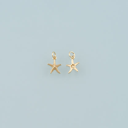 Gold Starfish Charms,18K Gold Filled Sea Star Pendant,Starfish Charm Bracelet Necklace for DIY Jewelry Making Supply