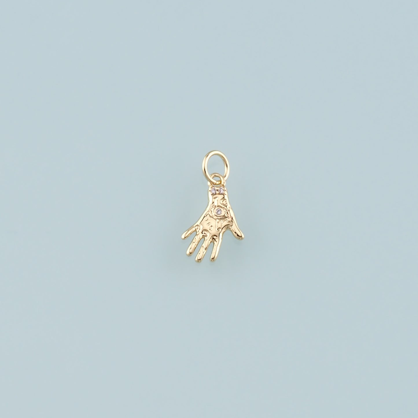 Gold Hand Charms,18K Gold Filled Hamsa Pendant,CZ Micro Pave Hamsa Charm Necklace for DIY Jewelry Making Supply