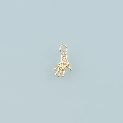 Gold Hand Charms,18K Gold Filled Hamsa Pendant,CZ Micro Pave Hamsa Charm Necklace for DIY Jewelry Making Supply