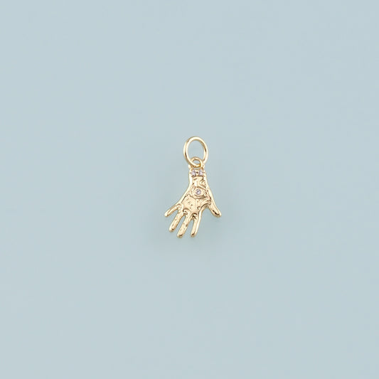 Gold Hand Charms,18K Gold Filled Hamsa Pendant,CZ Micro Pave Hamsa Charm Necklace for DIY Jewelry Making Supply