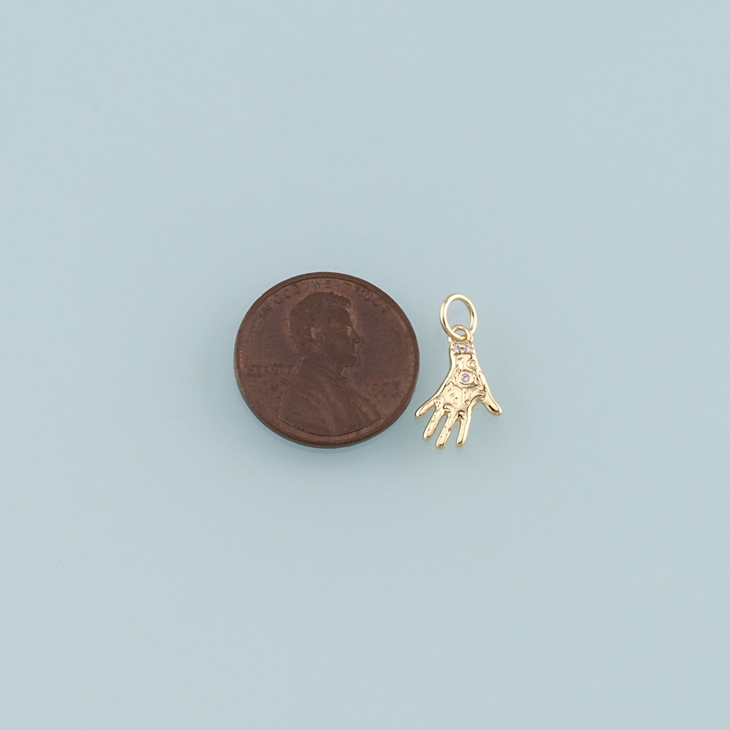 Gold Hand Charms,18K Gold Filled Hamsa Pendant,CZ Micro Pave Hamsa Charm Necklace for DIY Jewelry Making Supply