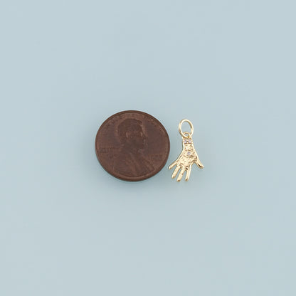 Gold Hand Charms,18K Gold Filled Hamsa Pendant,CZ Micro Pave Hamsa Charm Necklace for DIY Jewelry Making Supply