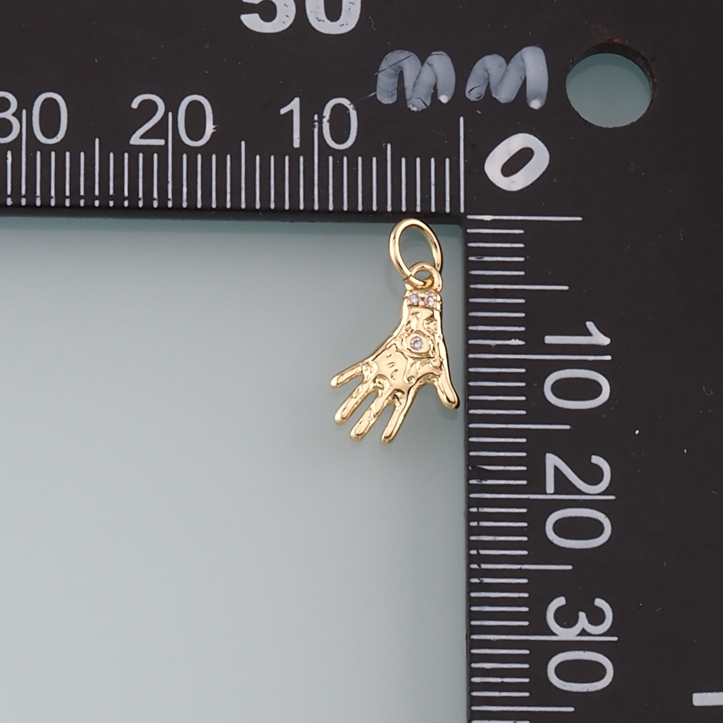 Gold Hand Charms,18K Gold Filled Hamsa Pendant,CZ Micro Pave Hamsa Charm Necklace for DIY Jewelry Making Supply