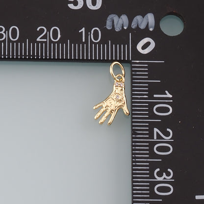 Gold Hand Charms,18K Gold Filled Hamsa Pendant,CZ Micro Pave Hamsa Charm Necklace for DIY Jewelry Making Supply