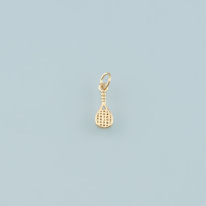 Gold Sports Charm,18K Gold Filled Tennis Racket Pendant,Racket Charm Bracelet Necklace for DIY Jewelry Making Supply