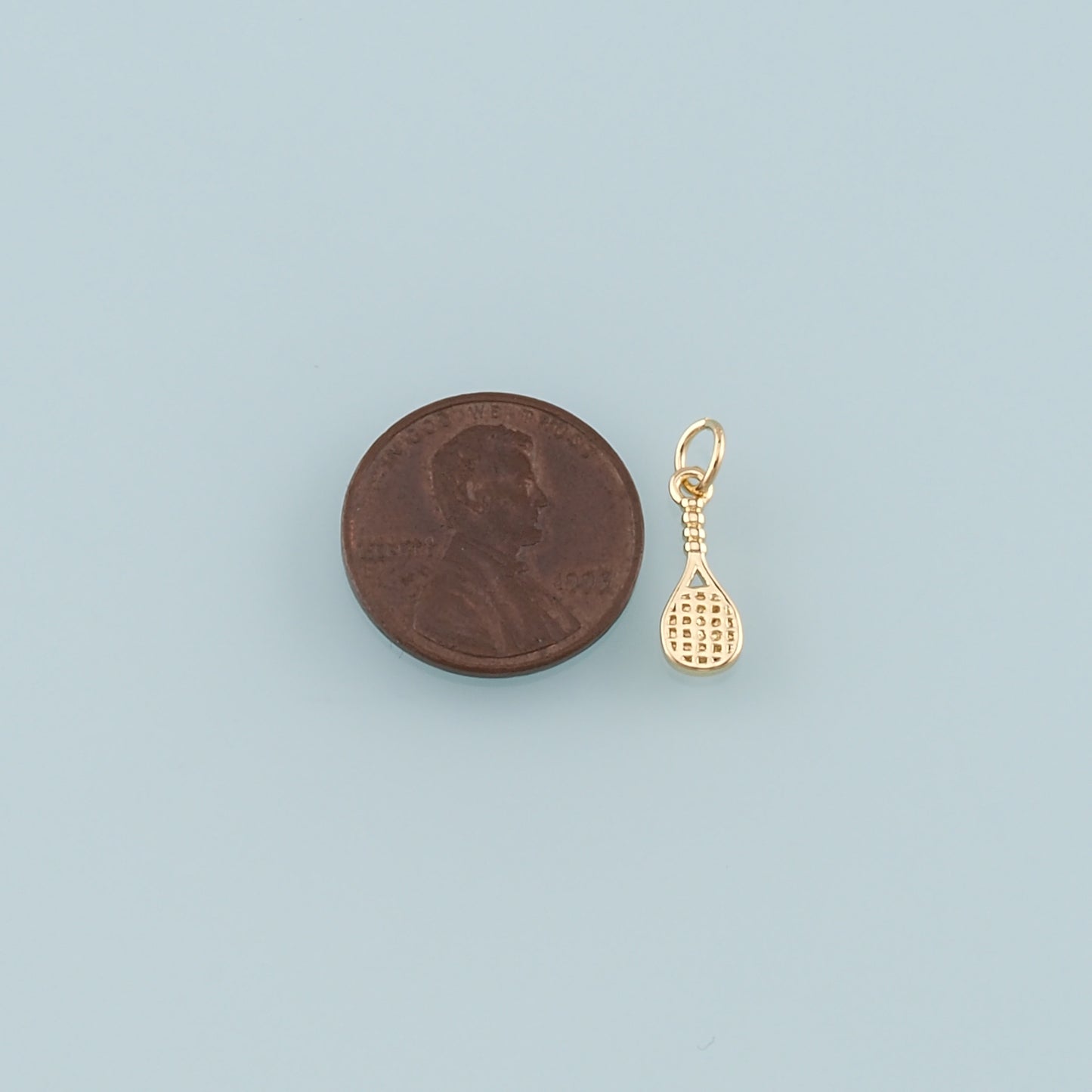 Gold Sports Charm,18K Gold Filled Tennis Racket Pendant,Racket Charm Bracelet Necklace for DIY Jewelry Making Supply