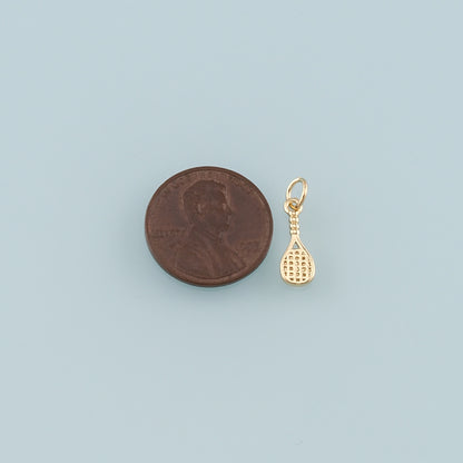 Gold Sports Charm,18K Gold Filled Tennis Racket Pendant,Racket Charm Bracelet Necklace for DIY Jewelry Making Supply