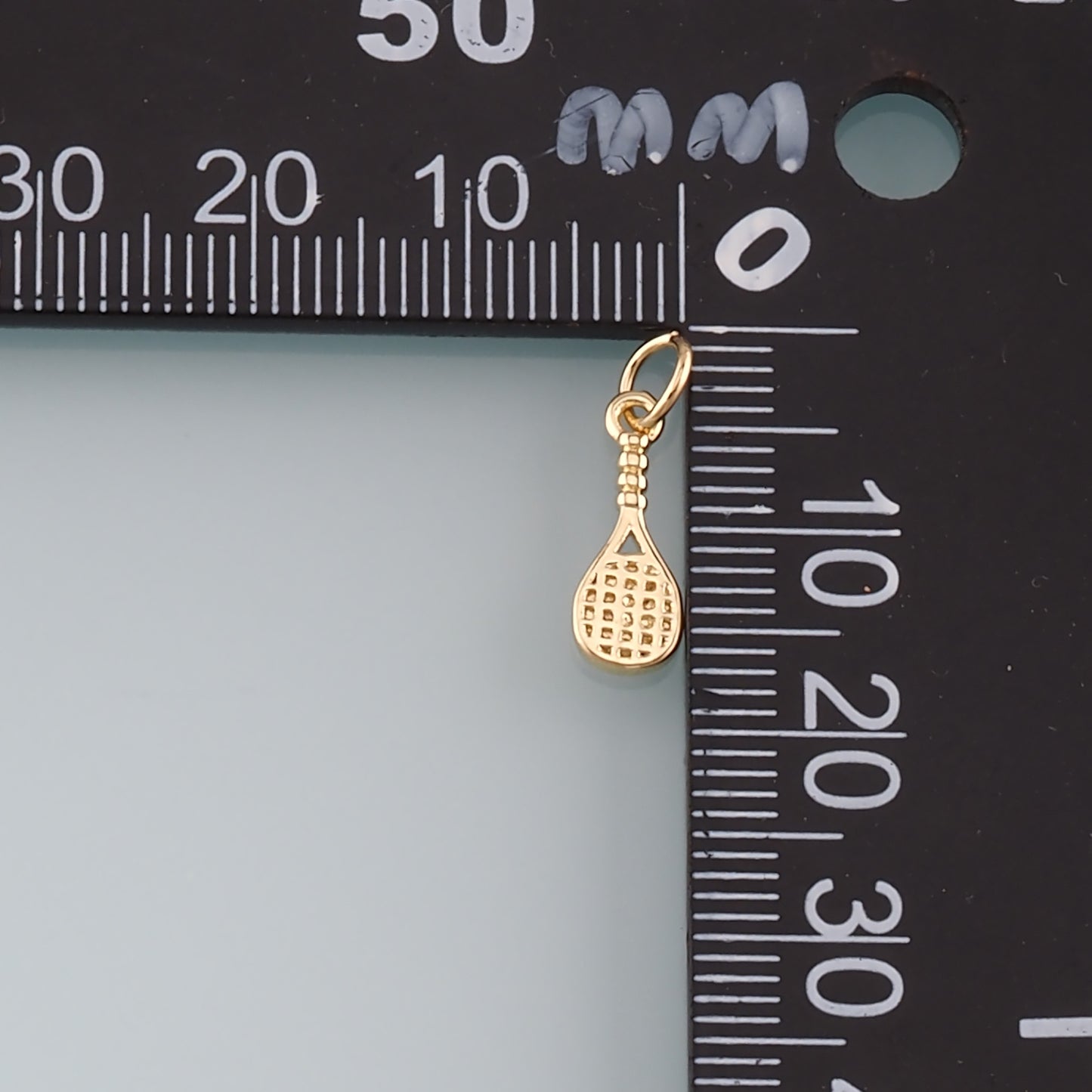 Gold Sports Charm,18K Gold Filled Tennis Racket Pendant,Racket Charm Bracelet Necklace for DIY Jewelry Making Supply