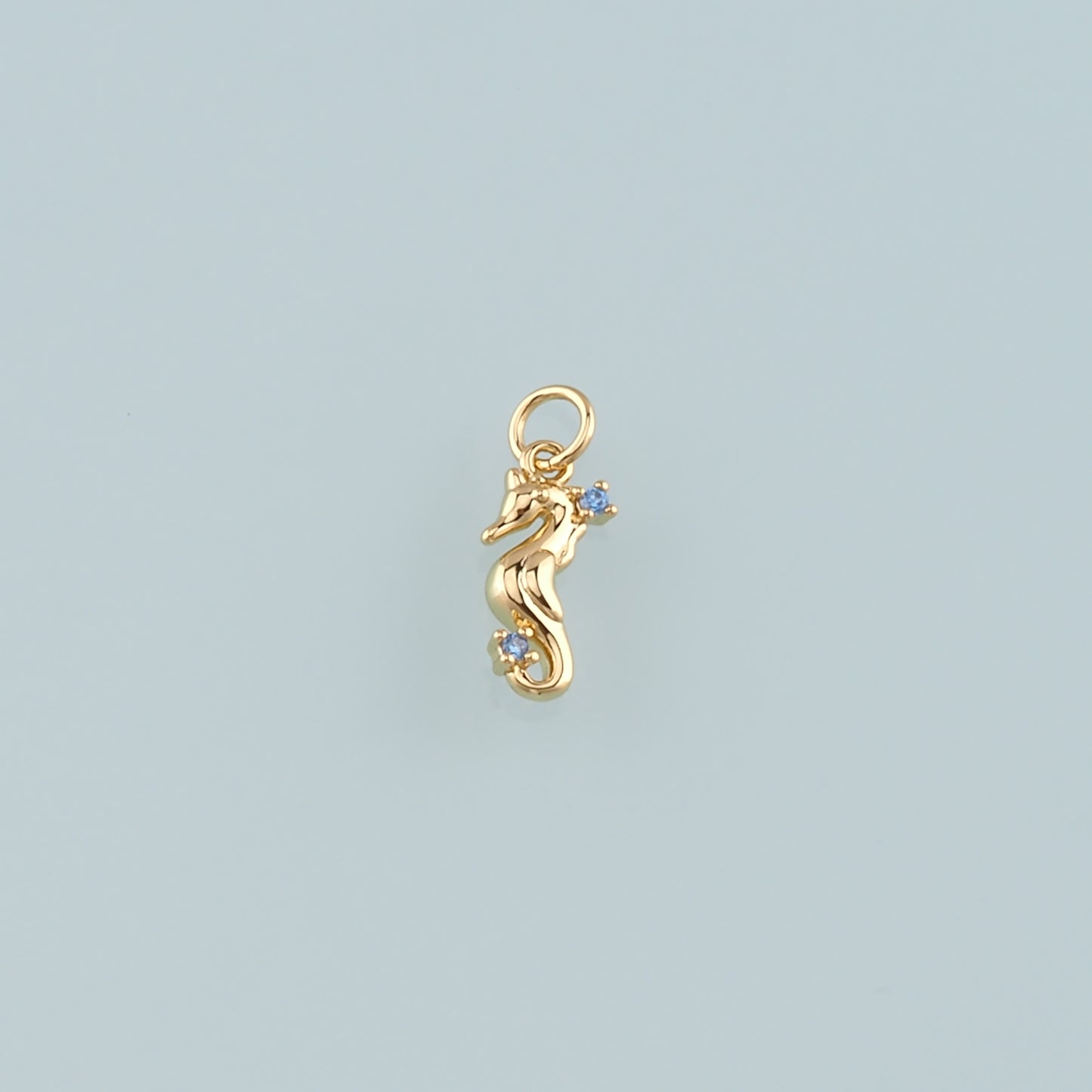 18K Gold Filled Seahorse Pendant,CZ Micro Pave Seahorse Charm Bracelet Necklace for DIY Jewelry Making Supply
