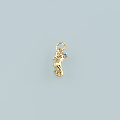 18K Gold Filled Seahorse Pendant,CZ Micro Pave Seahorse Charm Bracelet Necklace for DIY Jewelry Making Supply