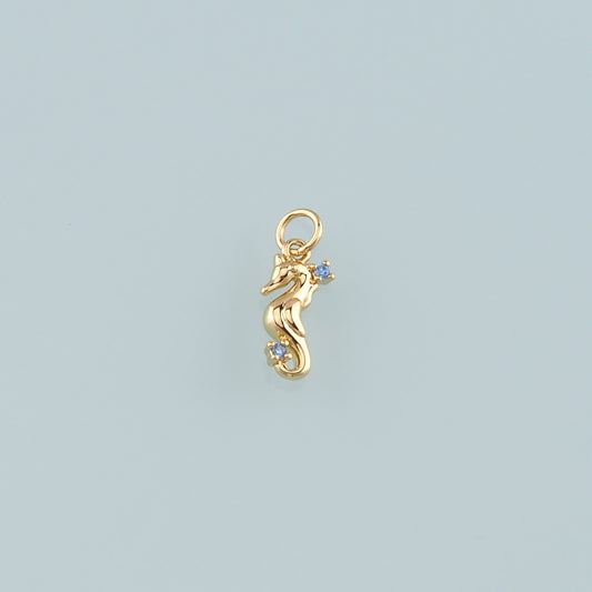18K Gold Filled Seahorse Pendant,CZ Micro Pave Seahorse Charm Bracelet Necklace for DIY Jewelry Making Supply