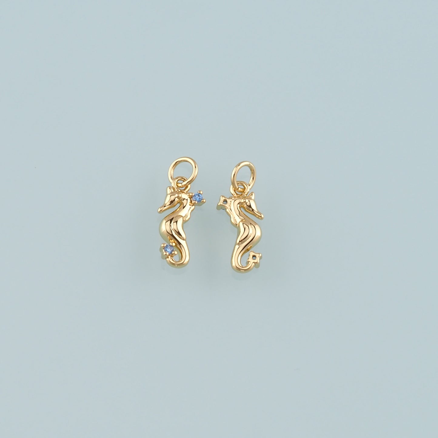18K Gold Filled Seahorse Pendant,CZ Micro Pave Seahorse Charm Bracelet Necklace for DIY Jewelry Making Supply