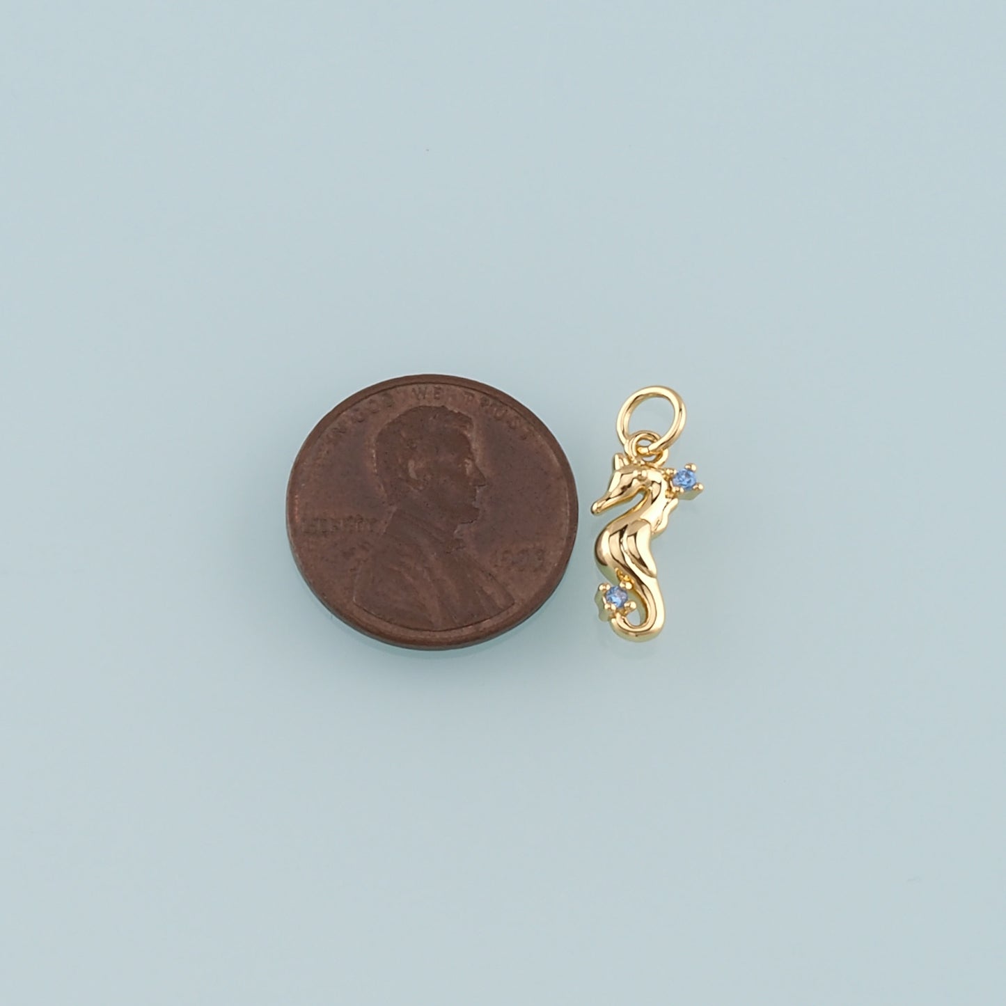 18K Gold Filled Seahorse Pendant,CZ Micro Pave Seahorse Charm Bracelet Necklace for DIY Jewelry Making Supply