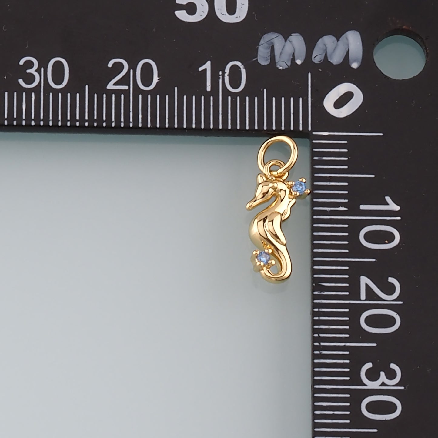 18K Gold Filled Seahorse Pendant,CZ Micro Pave Seahorse Charm Bracelet Necklace for DIY Jewelry Making Supply