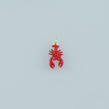 Cute Lobster Charms,18K Gold Filled Enamel Lobster Pendant,Kawaii Ocean Charm Bracelet Necklace for DIY Jewelry Making Supply