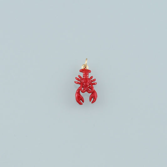 Cute Lobster Charms,18K Gold Filled Enamel Lobster Pendant,Kawaii Ocean Charm Bracelet Necklace for DIY Jewelry Making Supply