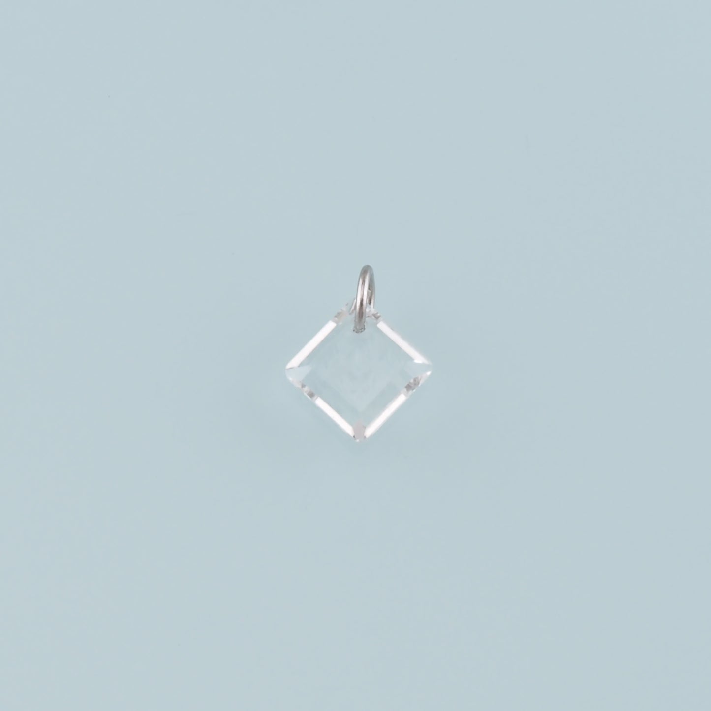 Silver Rhombus Pendant, CZ Micro Pave Rhombus Charm Bracelet Necklace for DIY Jewelry Making Supply
