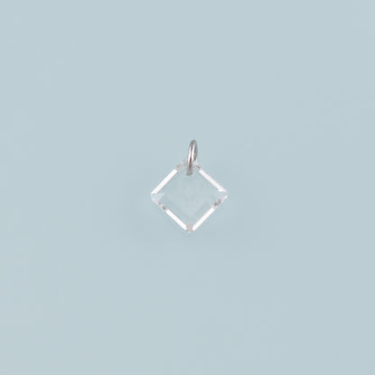 Silver Rhombus Pendant, CZ Micro Pave Rhombus Charm Bracelet Necklace for DIY Jewelry Making Supply