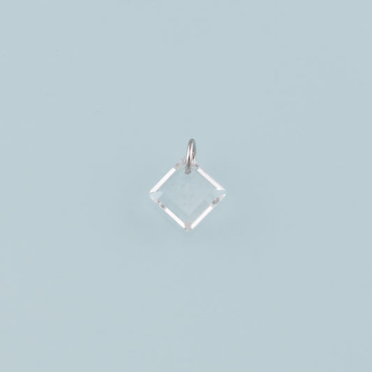 Silver Rhombus Pendant, CZ Micro Pave Rhombus Charm Bracelet Necklace for DIY Jewelry Making Supply