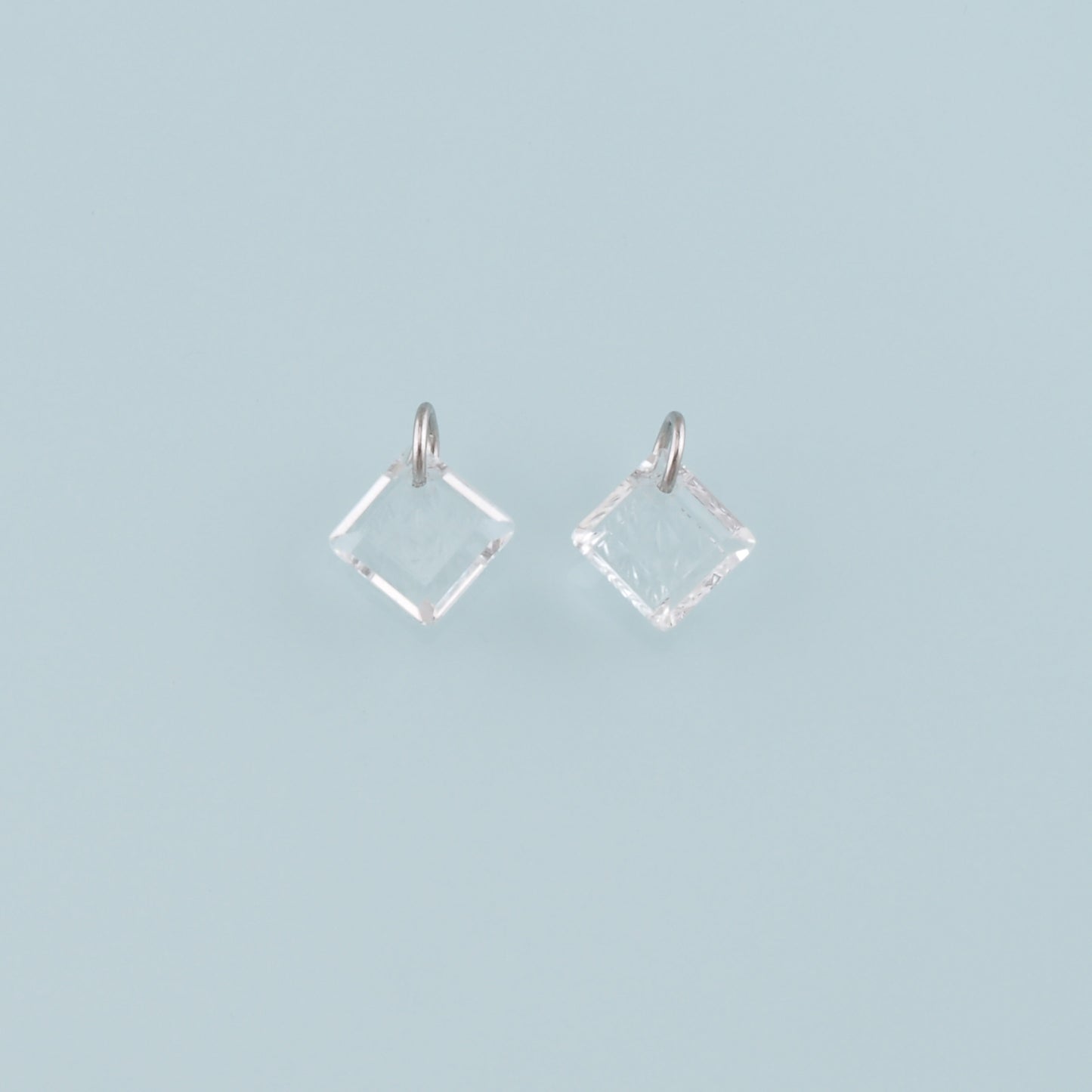 Silver Rhombus Pendant, CZ Micro Pave Rhombus Charm Bracelet Necklace for DIY Jewelry Making Supply