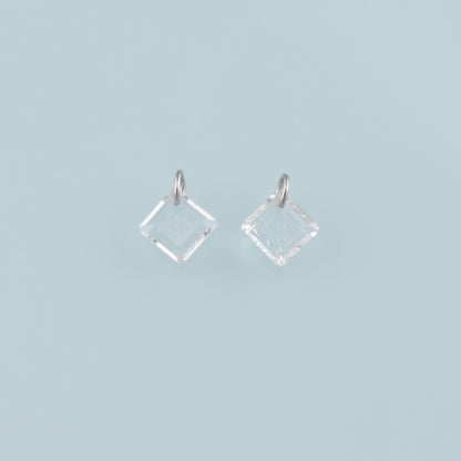 Silver Rhombus Pendant, CZ Micro Pave Rhombus Charm Bracelet Necklace for DIY Jewelry Making Supply