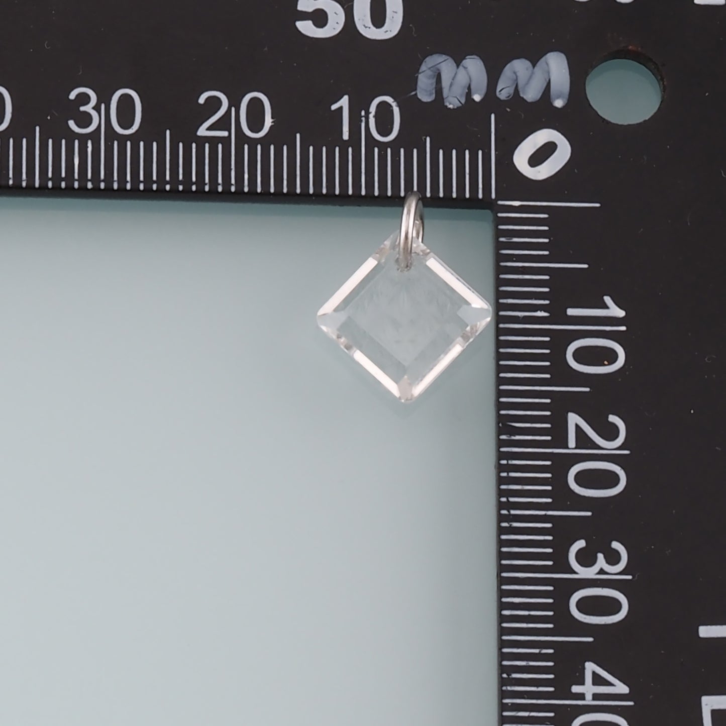 Silver Rhombus Pendant, CZ Micro Pave Rhombus Charm Bracelet Necklace for DIY Jewelry Making Supply