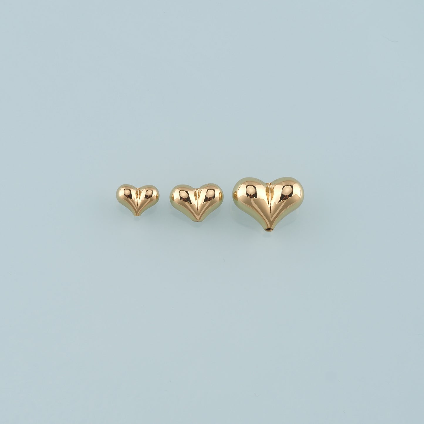18K Gold Filled Heart Pendant,Fluffy Heart Charm Bracelet Necklace for DIY Jewelry Making Supply