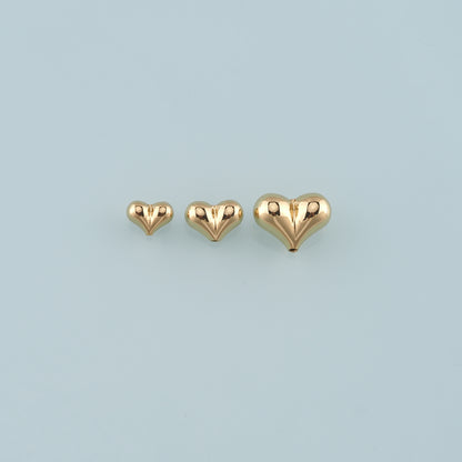 18K Gold Filled Heart Pendant,Fluffy Heart Charm Bracelet Necklace for DIY Jewelry Making Supply