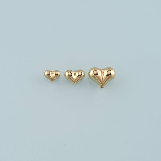 18K Gold Filled Heart Pendant,Fluffy Heart Charm Bracelet Necklace for DIY Jewelry Making Supply