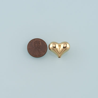 18K Gold Filled Heart Pendant,Fluffy Heart Charm Bracelet Necklace for DIY Jewelry Making Supply