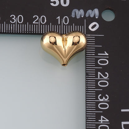 18K Gold Filled Heart Pendant,Fluffy Heart Charm Bracelet Necklace for DIY Jewelry Making Supply