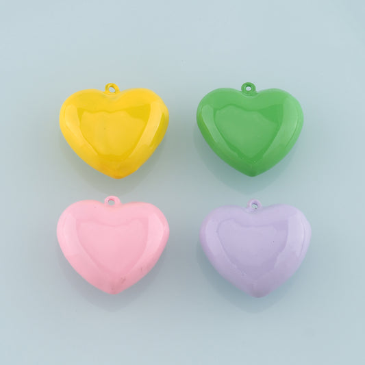 Gold Heart Charms,18K Gold Filled Big Heart Pendant,Enamel Heart Charm Bracelet Necklace for DIY Jewelry Making Supply