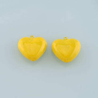 Gold Heart Charms,18K Gold Filled Big Heart Pendant,Enamel Heart Charm Bracelet Necklace for DIY Jewelry Making Supply
