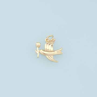Gold Bird Charms,18K Gold Filled Bird Pendant,Bird Charm Bracelet Necklace for DIY Jewelry Making Supply