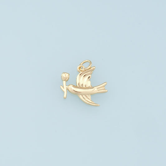 Gold Bird Charms,18K Gold Filled Bird Pendant,Bird Charm Bracelet Necklace for DIY Jewelry Making Supply