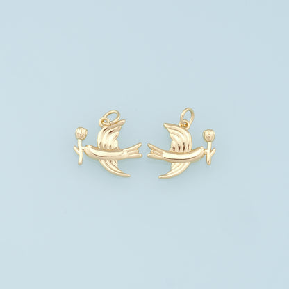 Gold Bird Charms,18K Gold Filled Bird Pendant,Bird Charm Bracelet Necklace for DIY Jewelry Making Supply