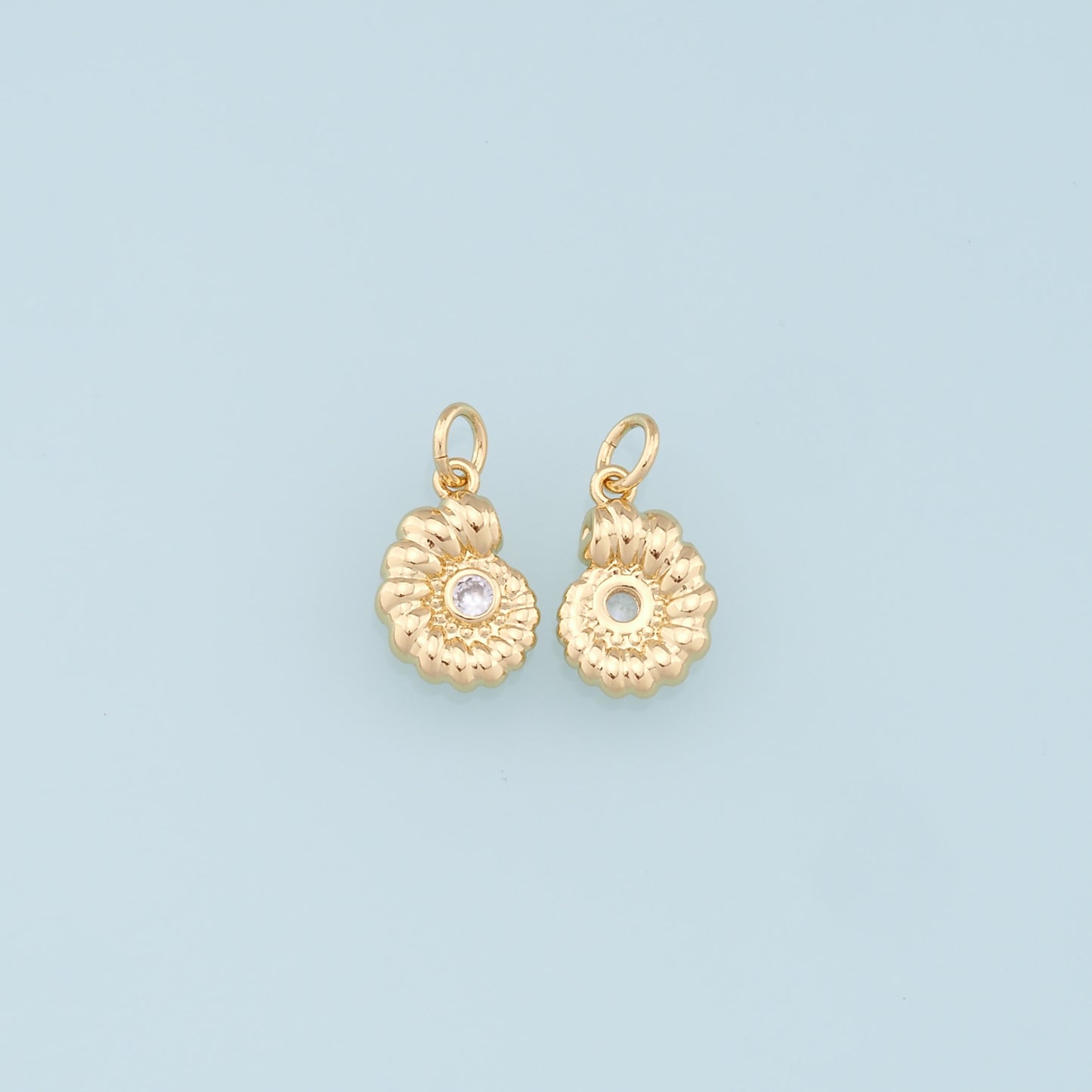 Gold Shell Charms,18K Gold Filled CZ Conch Shell Pendant,Ocean Charm Bracelet Necklace for DIY Jewelry Making Supply