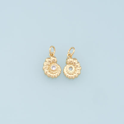 Gold Shell Charms,18K Gold Filled CZ Conch Shell Pendant,Ocean Charm Bracelet Necklace for DIY Jewelry Making Supply