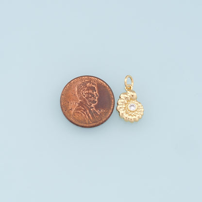 Gold Shell Charms,18K Gold Filled CZ Conch Shell Pendant,Ocean Charm Bracelet Necklace for DIY Jewelry Making Supply